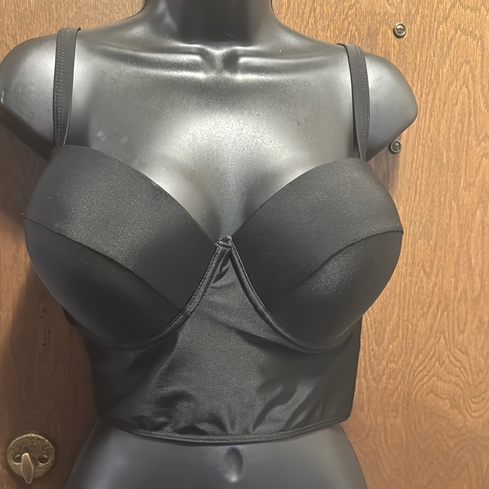 Black Molded Cup Bikini with Sweetheart Neckline